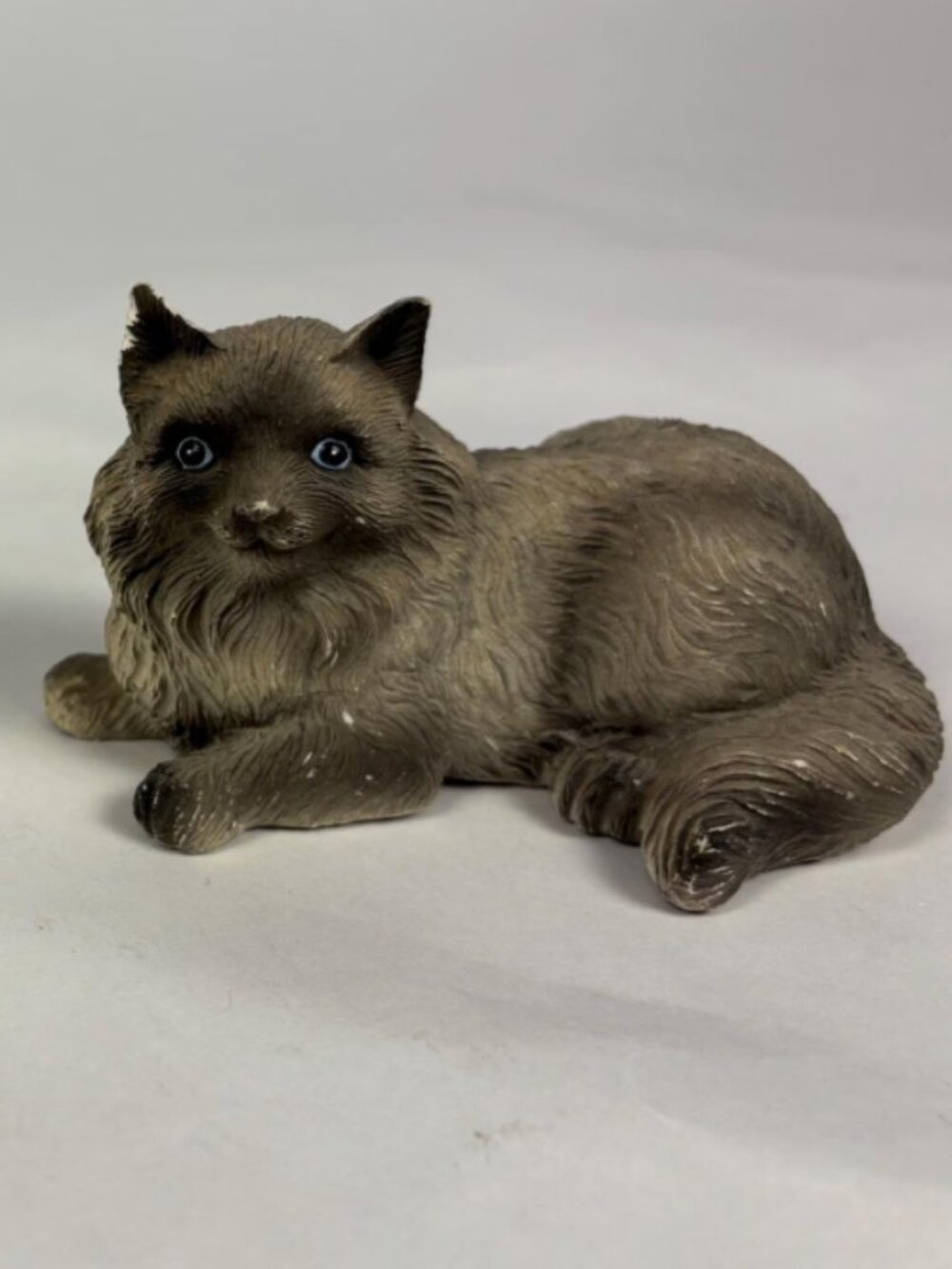 Vintage Cat Figurine Set • Pair of Lying Cats • Rustic Farmhouse Kitty Decor